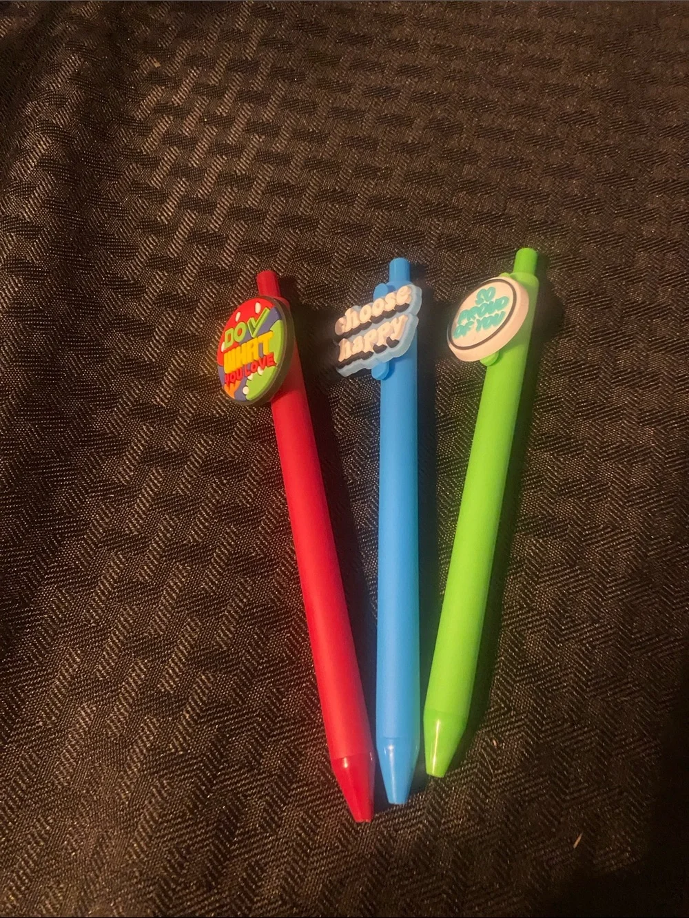 Handcrafted Inspirational Gel Ink Pens Set - Red, Blue, Green